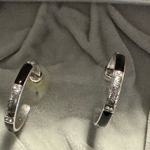 Brighton silver & black hoop earrings and bangle